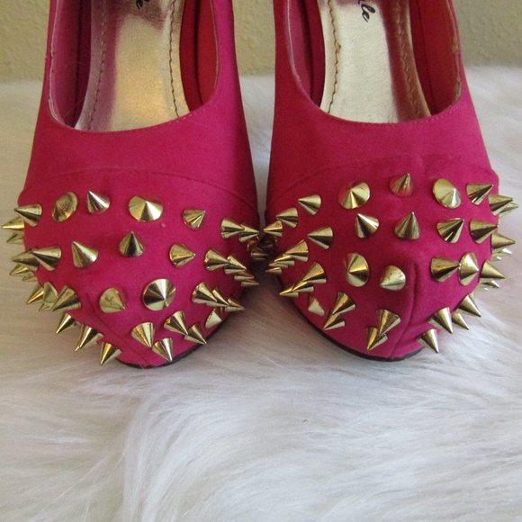 Hot Pink gold Spiked Heels - Picture 5 of 5